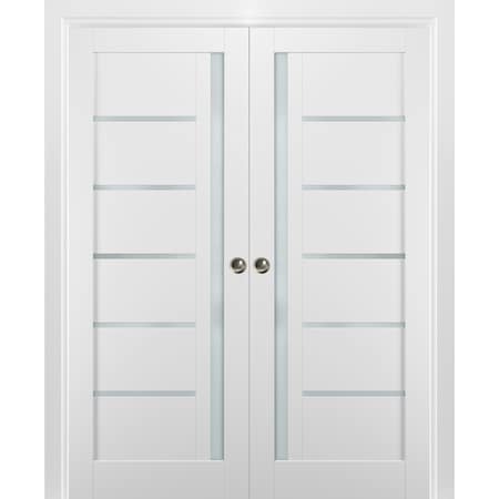 Sartodoors Double Pocket Interior Door, 64" x 84", White QUADRO4088DP-WS-6484